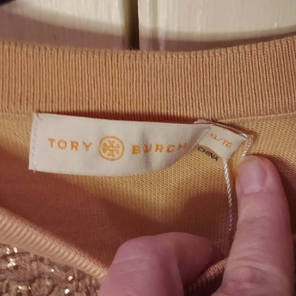 Tory Burch Wool/Silk Cloque Front Sweater